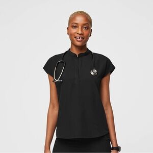 Figs Black Collared Top